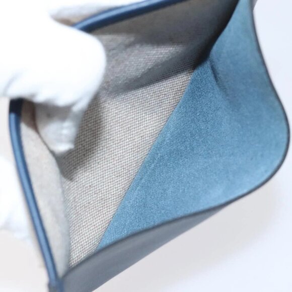 HERMES Petit Ash Pouch Leather Canvas Navy Auth - Picture 10 of 15